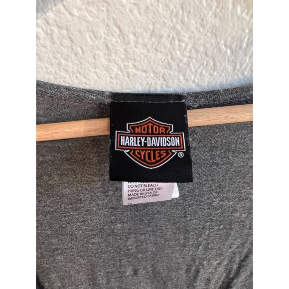 Harley Davidson Gray Open Front Cardigan Rhinestone Skull Design Women's Size L - Picture 6 of 8